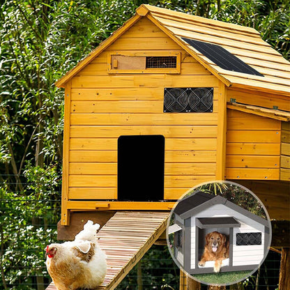 Portable Exhaust Fan Set Solar Panel Powered Ventilator Fan for Outdoor Pet House