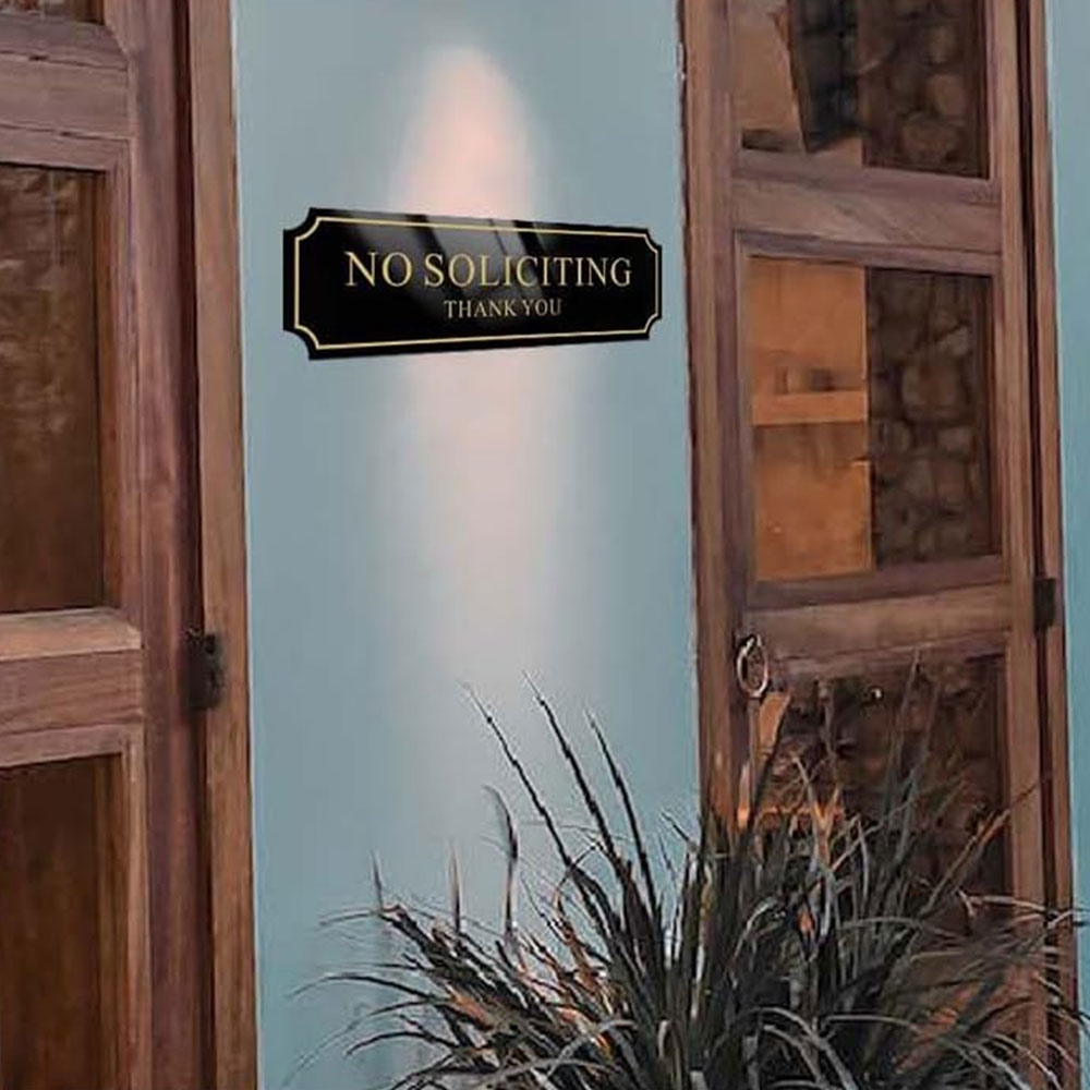 2Pcs No Soliciting Sign for House, Home, and Office No Solicitation Sign Golden