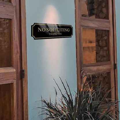 2Pcs No Soliciting Sign for House, Home, and Office No Solicitation Sign Golden