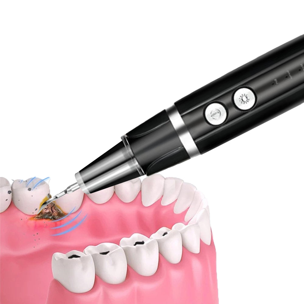 Electric Ultrasonic Plaque Remover Teeth Cleaning Kit Dental Calculus Remover LED Light -Black