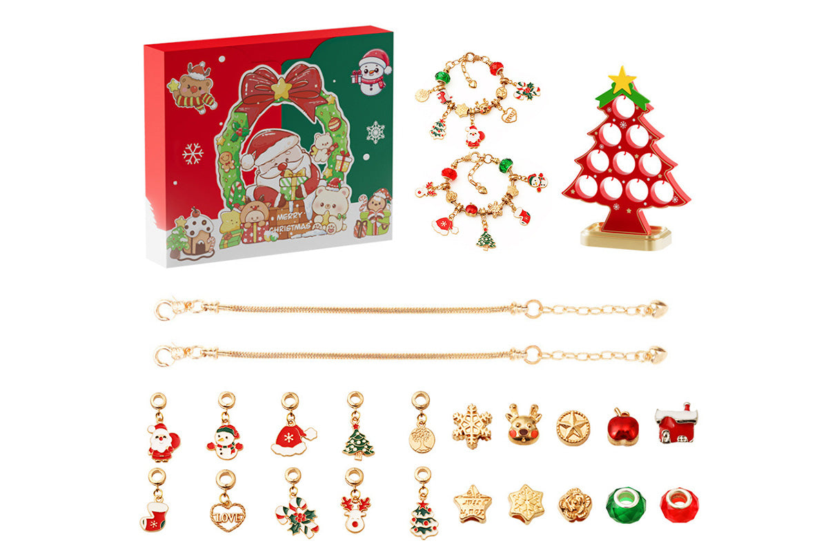 Christmas Advent Calendar Bracelet DIY Jewelry Blind Box Christmas Tree Gift Set