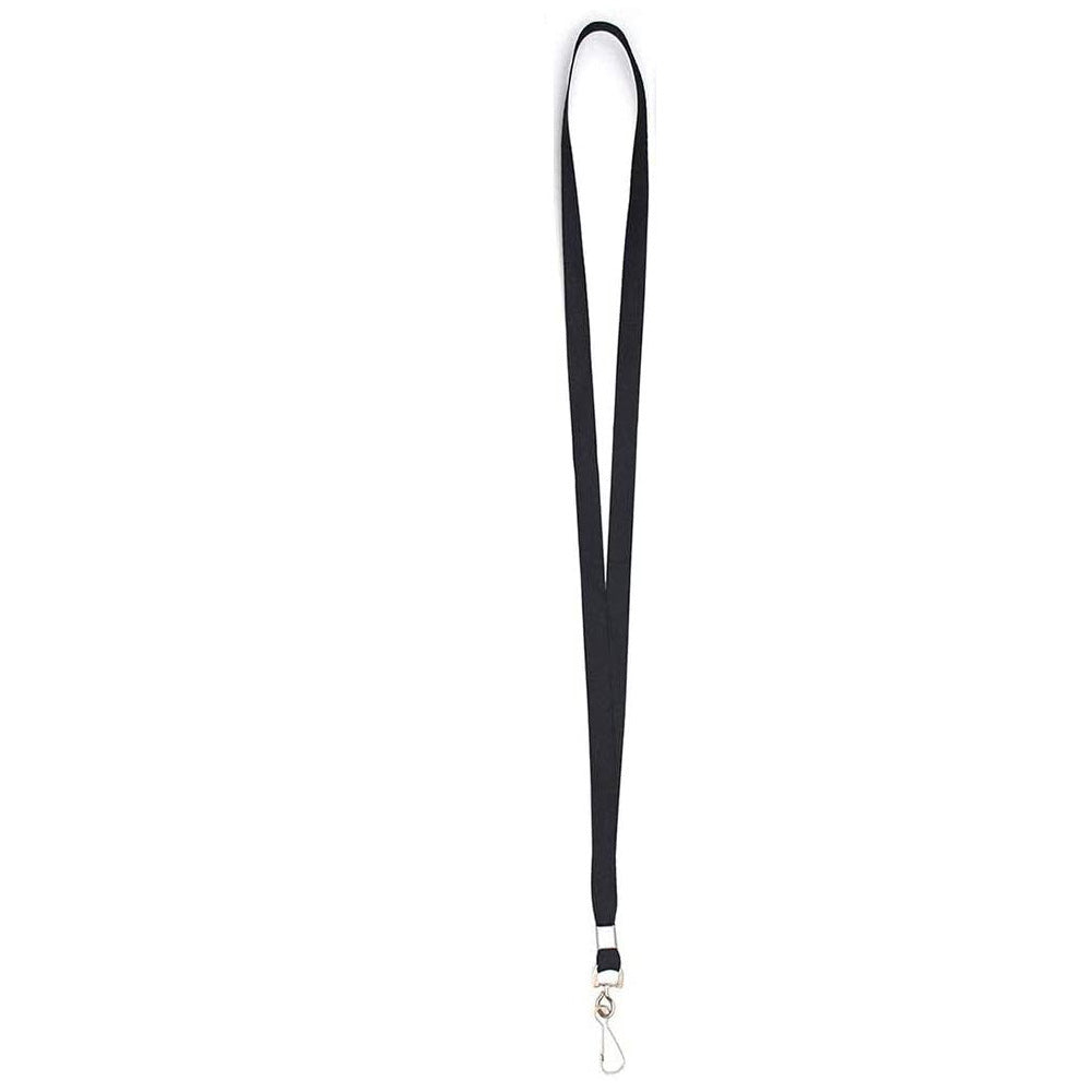 50 Flat ID Badge Lanyards with 360 Degree Swivel Hooks - Black