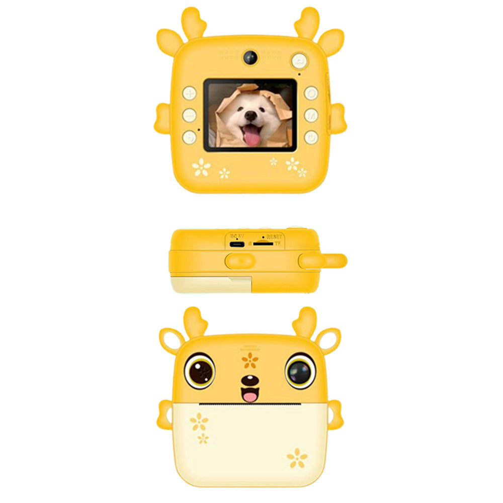 Kids Instant Camera Dual Camera Print Cam 1080P Video Recorder Digital Camera Gift for Boys Girls-Yellow