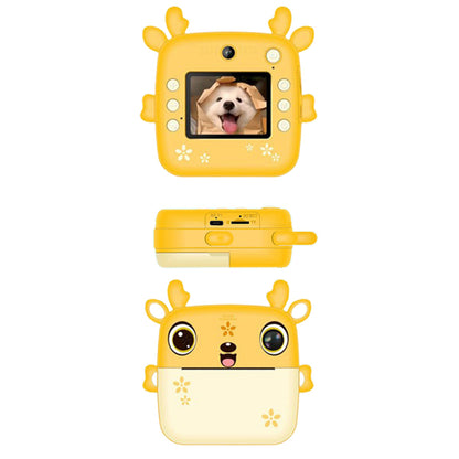 Kids Instant Camera Dual Camera Print Cam 1080P Video Recorder Digital Camera Gift for Boys Girls-Yellow