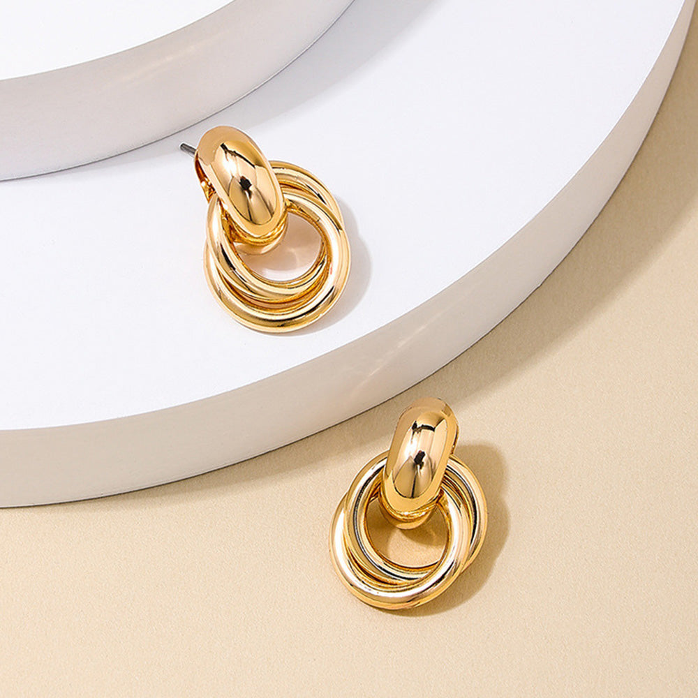 2 Pairs Women’s Geometric Dangle Drop Earrings with Large Knot Design