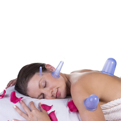 Silicone Cupping Therapy Set Professional Massage Cups Kit for Cellulite Muscle Pain Relief - Blue
