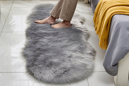 Luxury Soft Faux Sheepskin Fur Rugs for Bedside Floor Mat-Gray