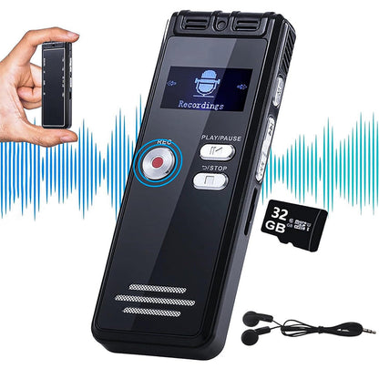Digital Voice Activated Recorder with 32G TF Card Playback Audio Recording Device
