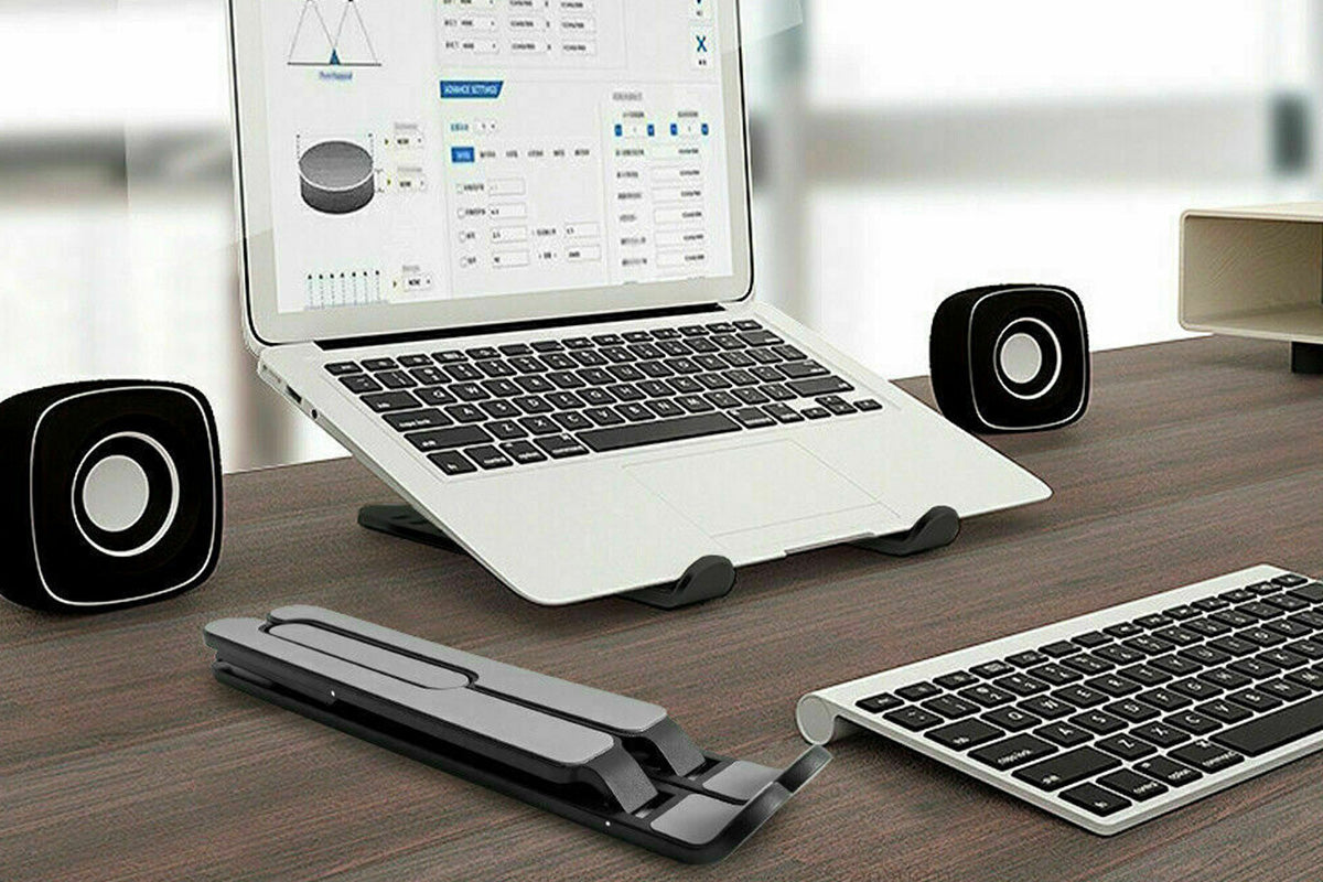 Adjustable Height Foldable Aluminum Laptop Stand - Black