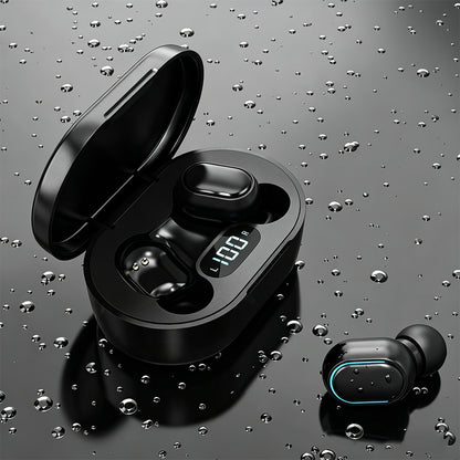 Bluetooth 5.1 Wireless Earbuds with LED Display IPX4 Waterproof Headphones-Black