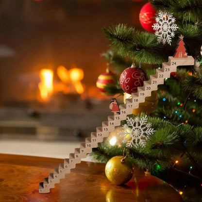 Wooden Stair Christmas Advent Calendar Funny Santa Stairs Countdown Calendar Wood Stairs Climbing Decoration