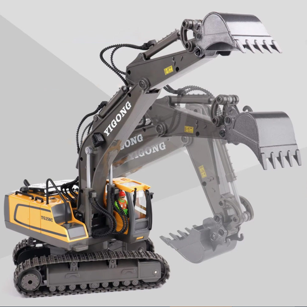 2.4GHz Remote Control Excavator RC Construction Car Toy with Light and Music Yellow