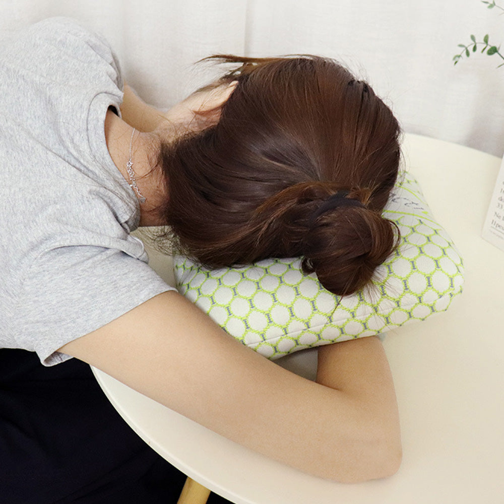 Square Ear Piercing Pillow for Side Sleepers with Central Ear Hole Green