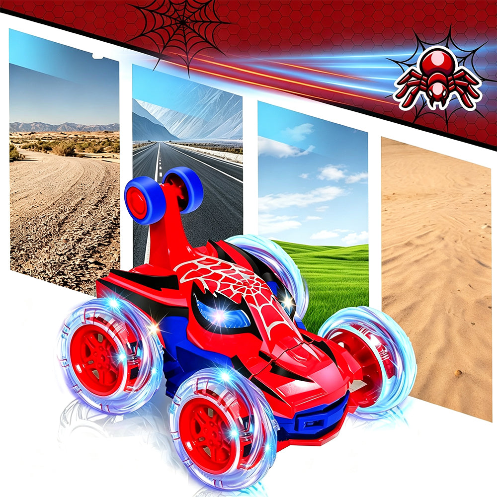 360 Degree Stunt RC Car with Lights Music Rollover Car - Red