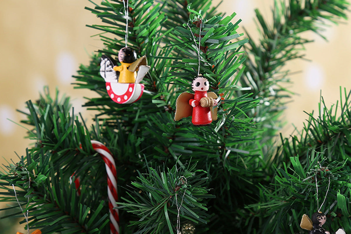 48pcs Wooden Christmas Tree Ornaments Set for Holiday Decoration