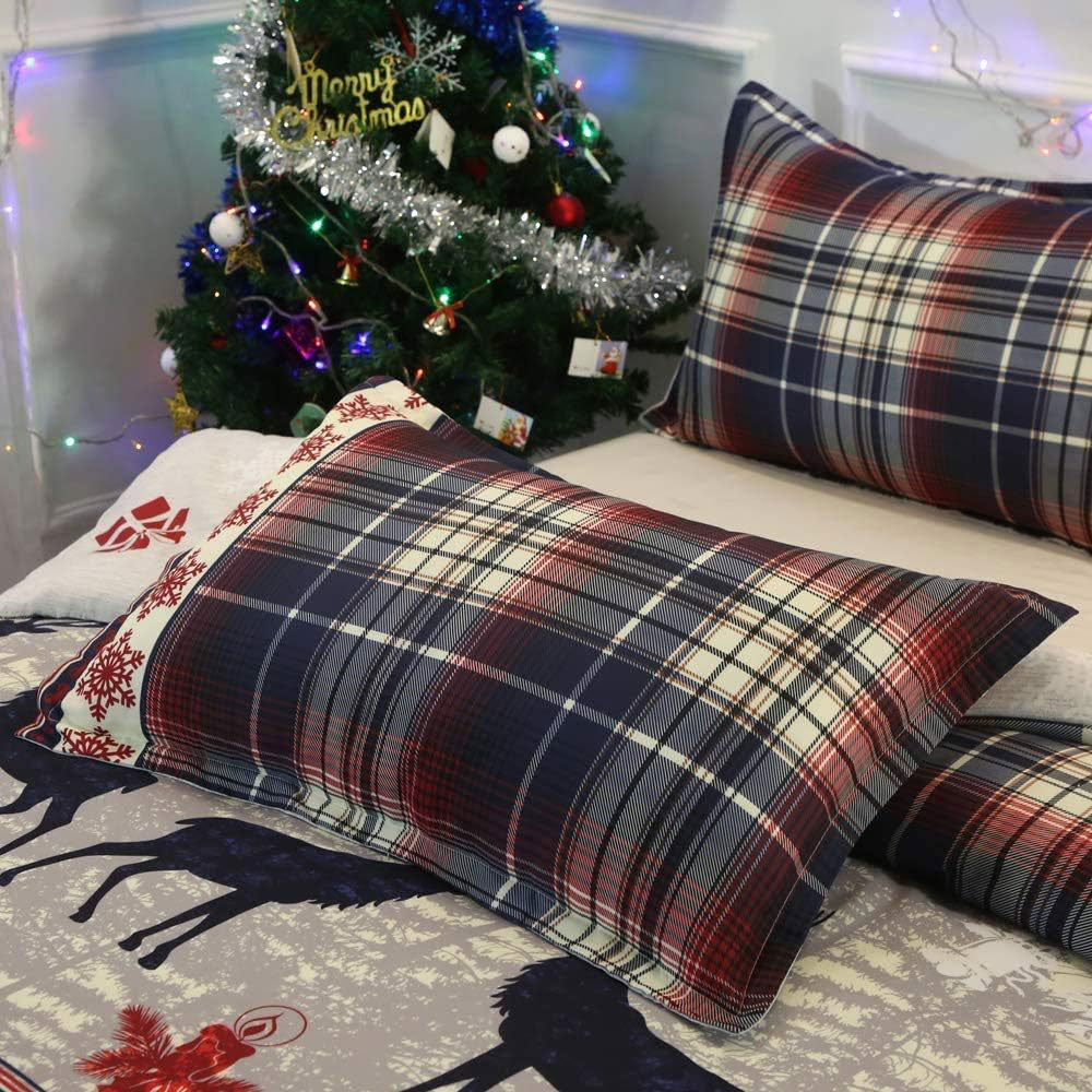 Christmas Pattern Bedding Set Xmas Style Duvet Cover Pillowcase  Home Decor Style 1