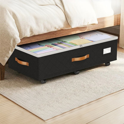 Large Capacity Under Bed Storage with Wheels Lid Handle