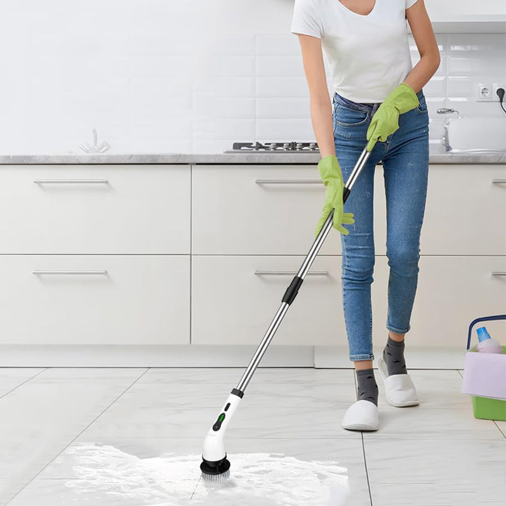 Cordless Electric Spin Scrubber with 9 Replaceable Brush Heads and Extendable Pole for Home Use