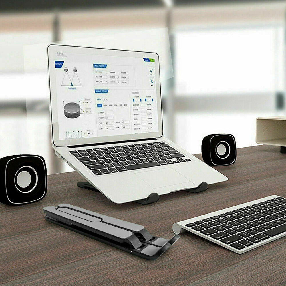 Foldable Aluminum Laptop Stand with Adjustable Height for Desk-Black