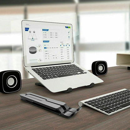 Foldable Aluminum Laptop Stand with Adjustable Height for Desk-Black