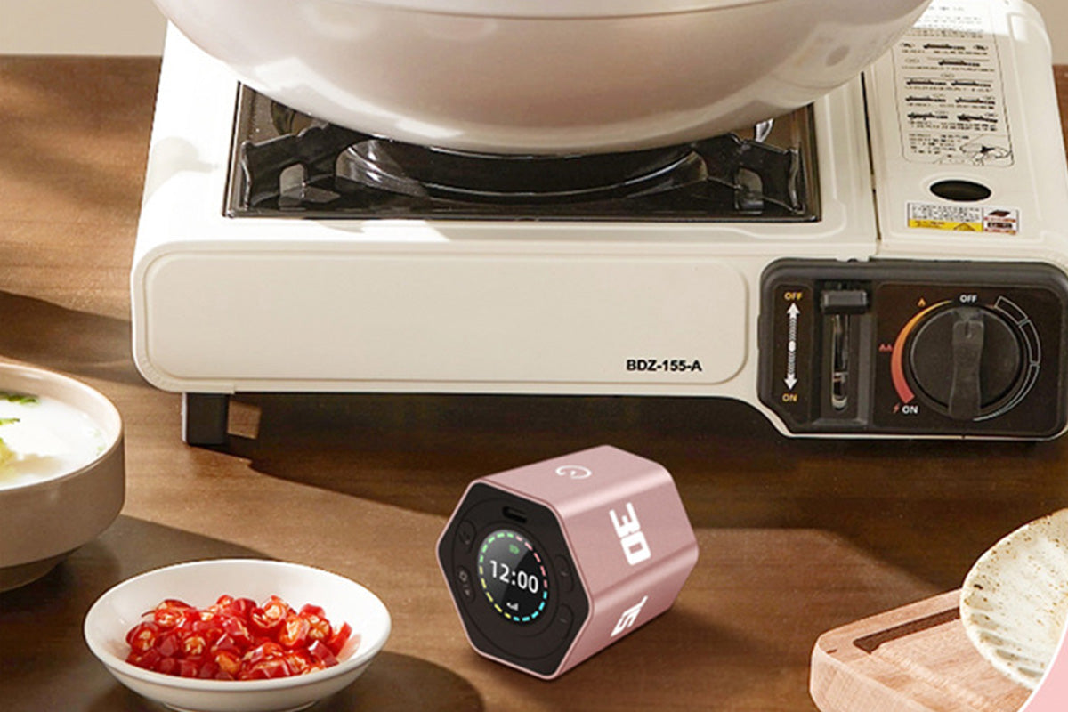 Cube Timer Rotating Timer with Vibration Adjustable Volume Countdown-Pink