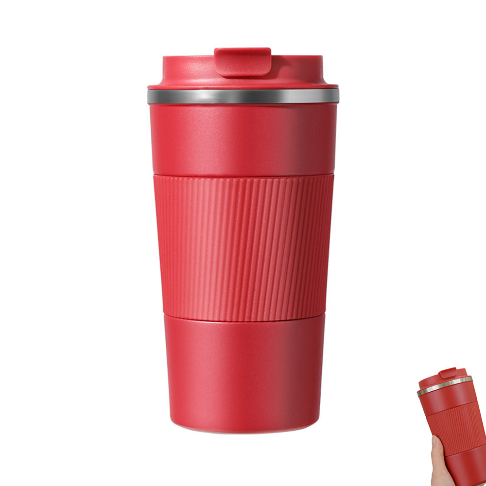 Stainless Steel Vacuum Insulated Coffee Mug Thermal Cup With Splash Proof Sliding Lid-Red