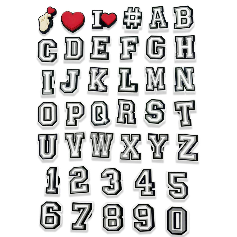 80 Piece Letter Number Heart Charms for Clog Shoes