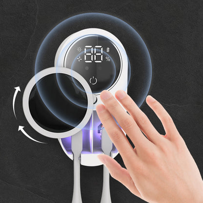 Wall Mounted Toothbrush Holder and Cleaner with Smart Light Cleaning and Fan Drying