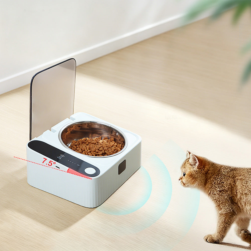Automatic Stainless Steel Cat Food Bowl with Sensing Lid