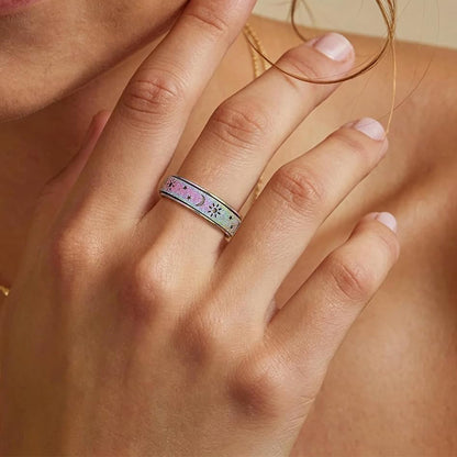 3 Piece Stainless Steel 360 Degree Spinner Ring Set Gold Silver Rainbow