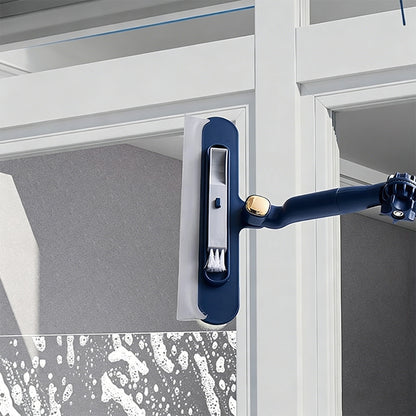 Telescopic Window Cleaner Tool with Squeegee and Scrubber-Blue