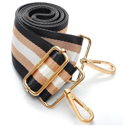 Adjustable Canvas Bag Strap with Metal Buckle for Crossbody Bags Black