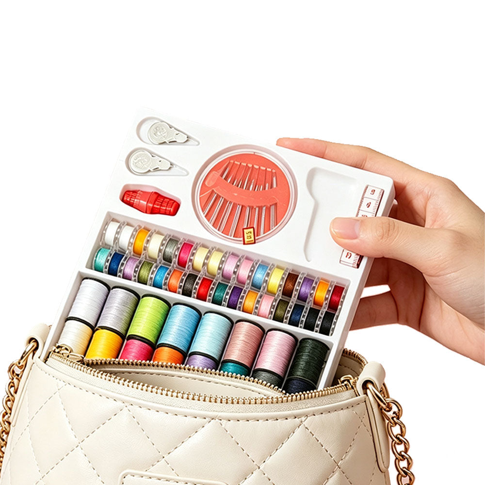 64 Color Sewing Thread Kit with Needles Tape Measure and Sewing Tools