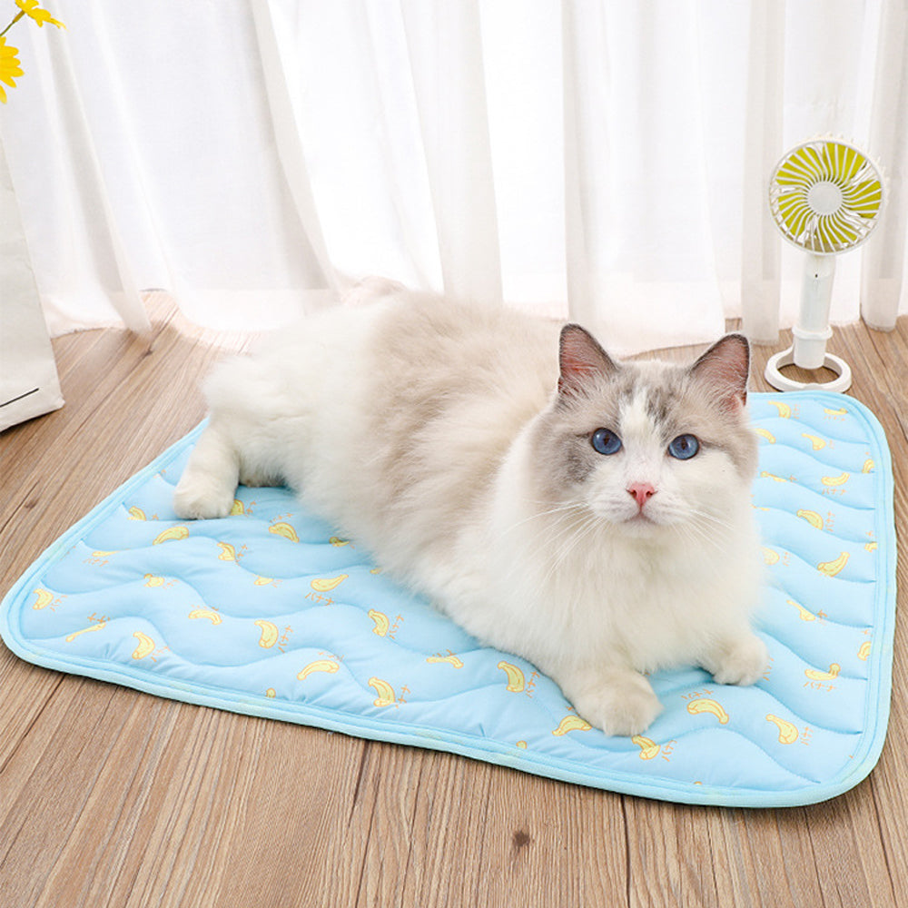 Pet Cooling Mat Breathable Ice Sleeping Pad for Cats Dogs Blue
