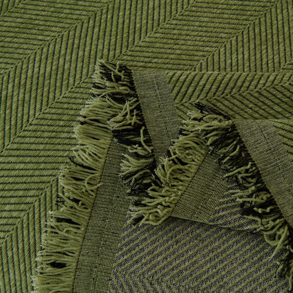 Herringbone Tassel Sofa Throw Cover Large Blanket for Couch Furniture Protector-Green