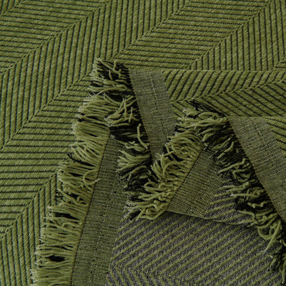 Herringbone Tassel Sofa Throw Cover Large Blanket for Couch Furniture Protector-Green