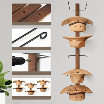 Wall Mount Wood Composite Cowboy Hat Rack