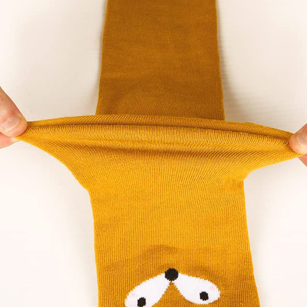 Pair of Cat Shape Warm Thigh High Over Knees Stockings Long Socks for Girls Yellow