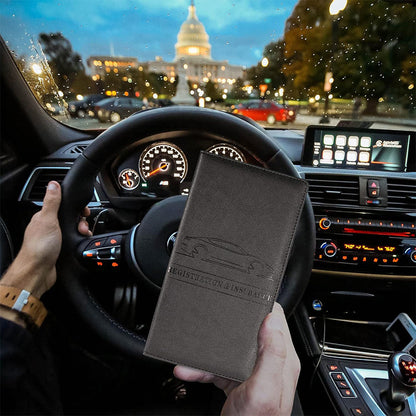 Car Registration and Insurance Card Holder Vehicle License Document Organizer Black