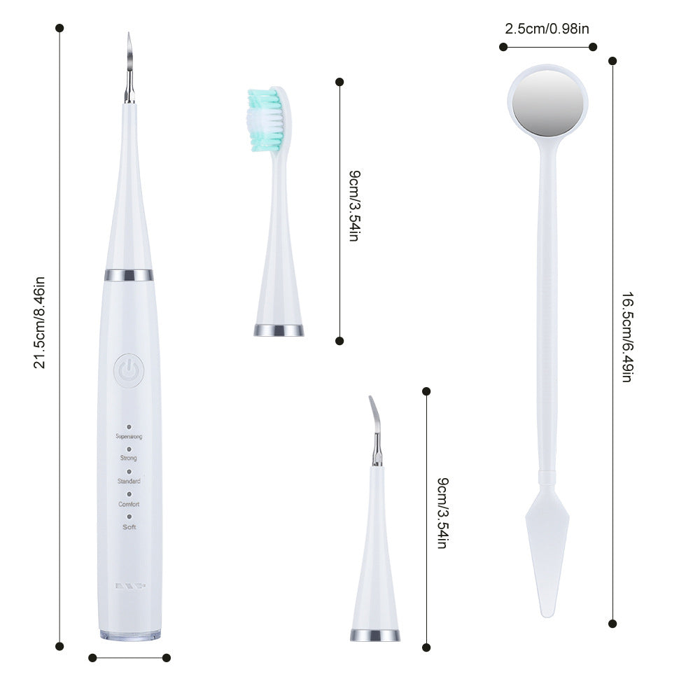 Electric Toothbrush Scaler Stains and Tartar Remover Tools Teeth Cleaning Kit -White