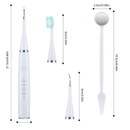 Electric Toothbrush Scaler Stains and Tartar Remover Tools Teeth Cleaning Kit -White