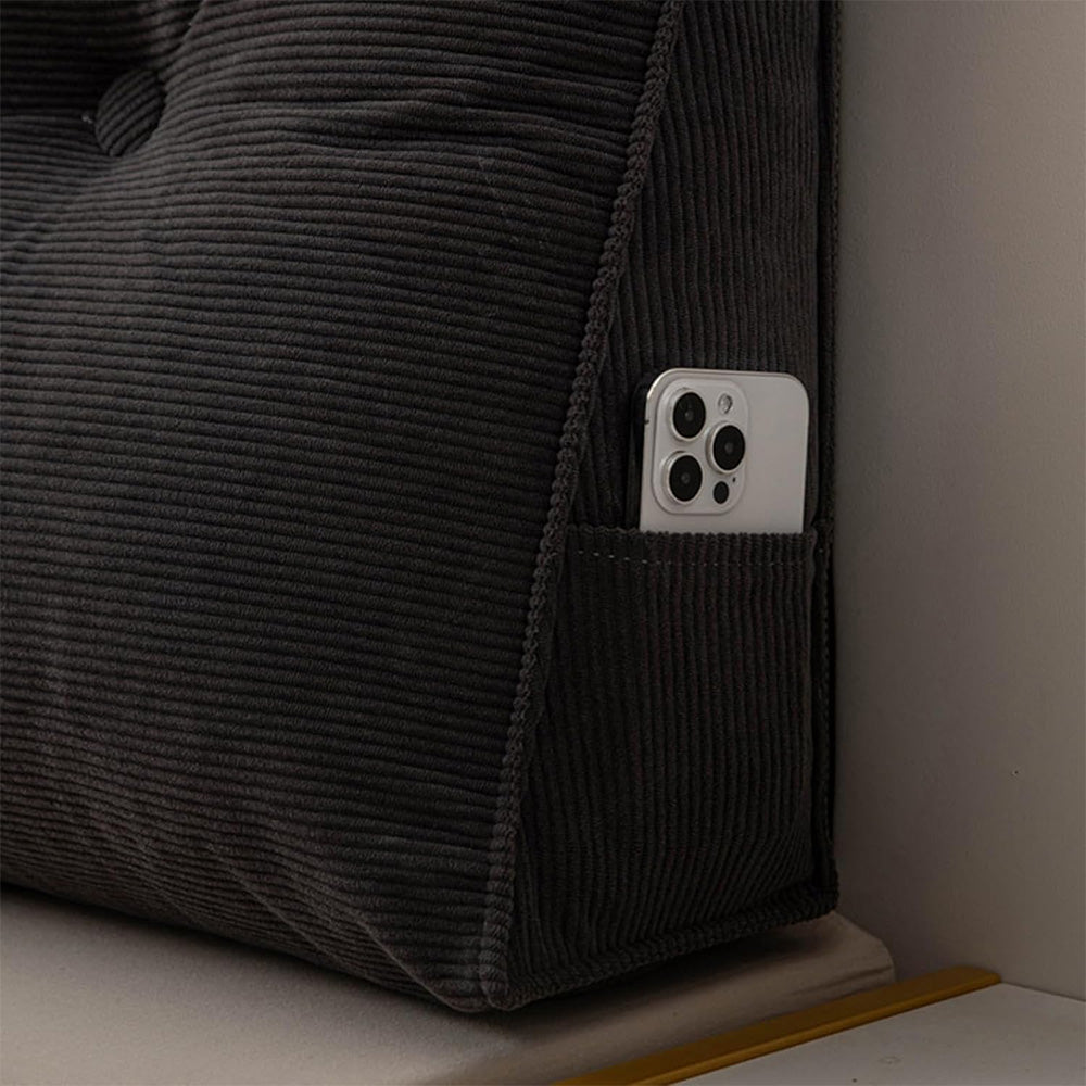 Headboard Pillow Triangle Backrest Wedge Cushion for Bed Sofa Dorm Room-Black