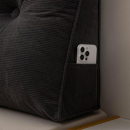 Headboard Pillow Triangle Backrest Wedge Cushion for Bed Sofa Dorm Room-Black