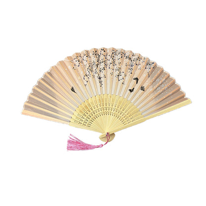 3Pcs Folding Hand Fan Retro Bamboo Hand Fan for Wedding Dancing Party Style 1