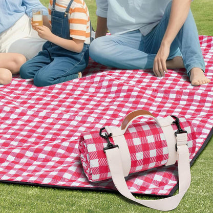 Outdoor Picnic Blanket Splash-resistant Foldable Travel Mat 203x203cm-Red