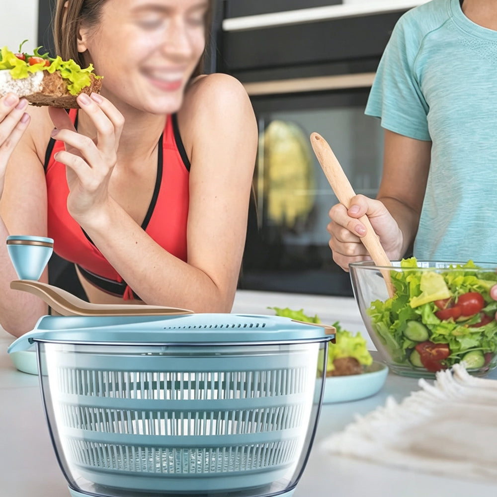 4L Manual Salad Spinne 2 Layer Removable Lettuce Spinner
