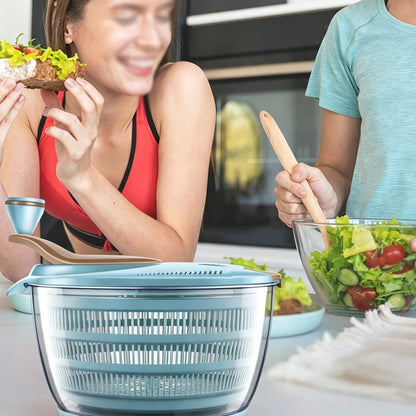 4L Manual Salad Spinne 2 Layer Removable Lettuce Spinner