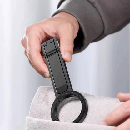 MagSafe Compatible Magnetized Phone Stand ¨C Spring Clip with Foldable Mini Tripod