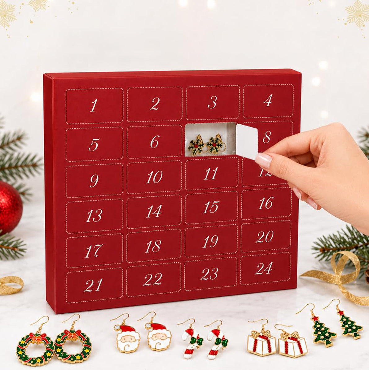 Christmas 24 Day Earring Advent Calendar Gift Box for Women