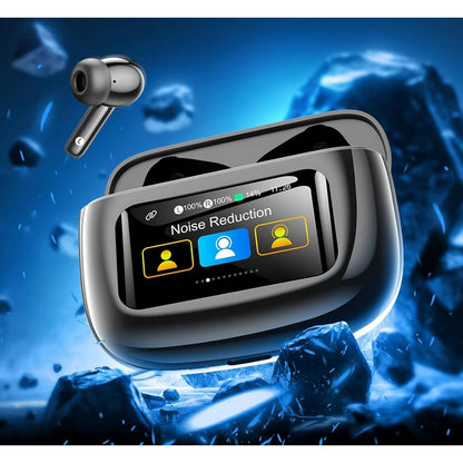 Wireless Earbuds Bluetooth Headphones with ANC Noise Cancelling and LED Display Case-Black